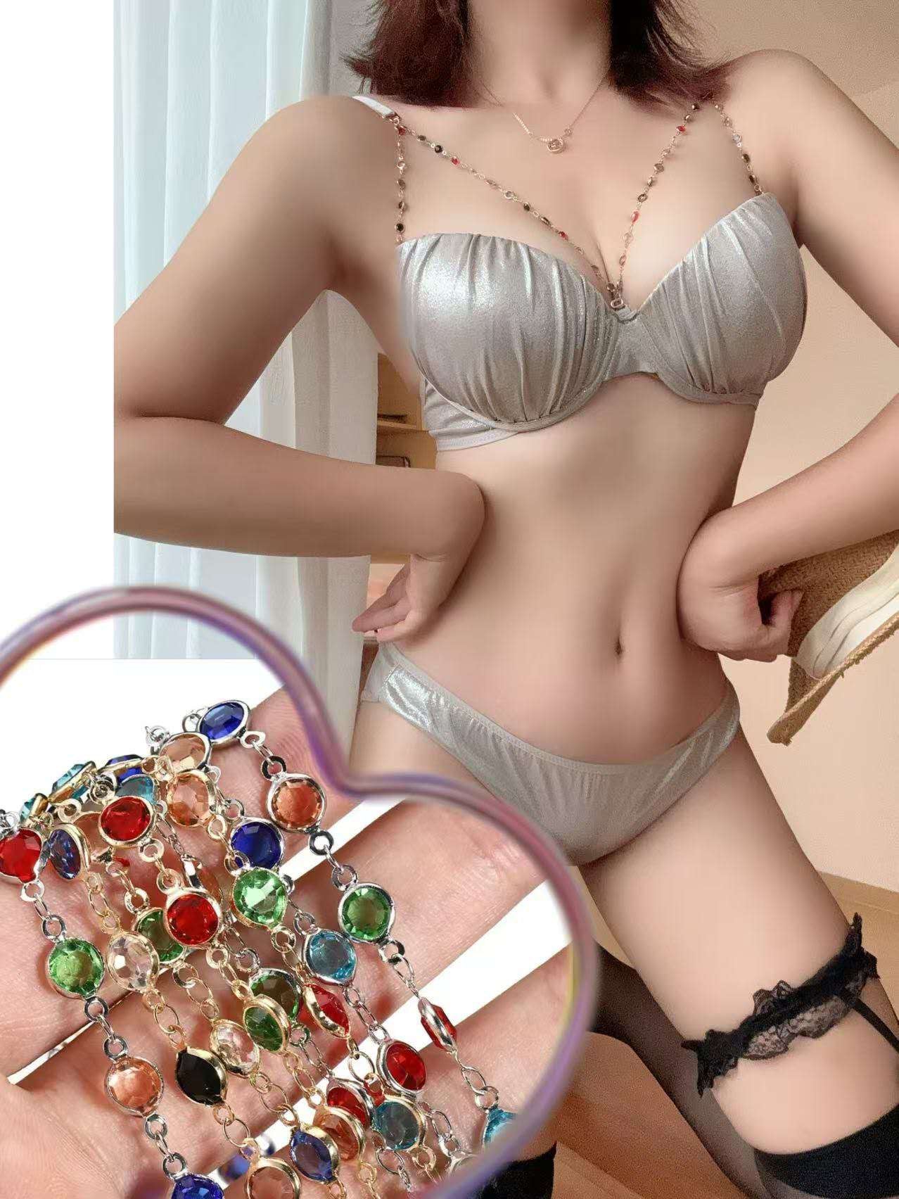 Fancy Beads Strap Bra set(Removable straps)