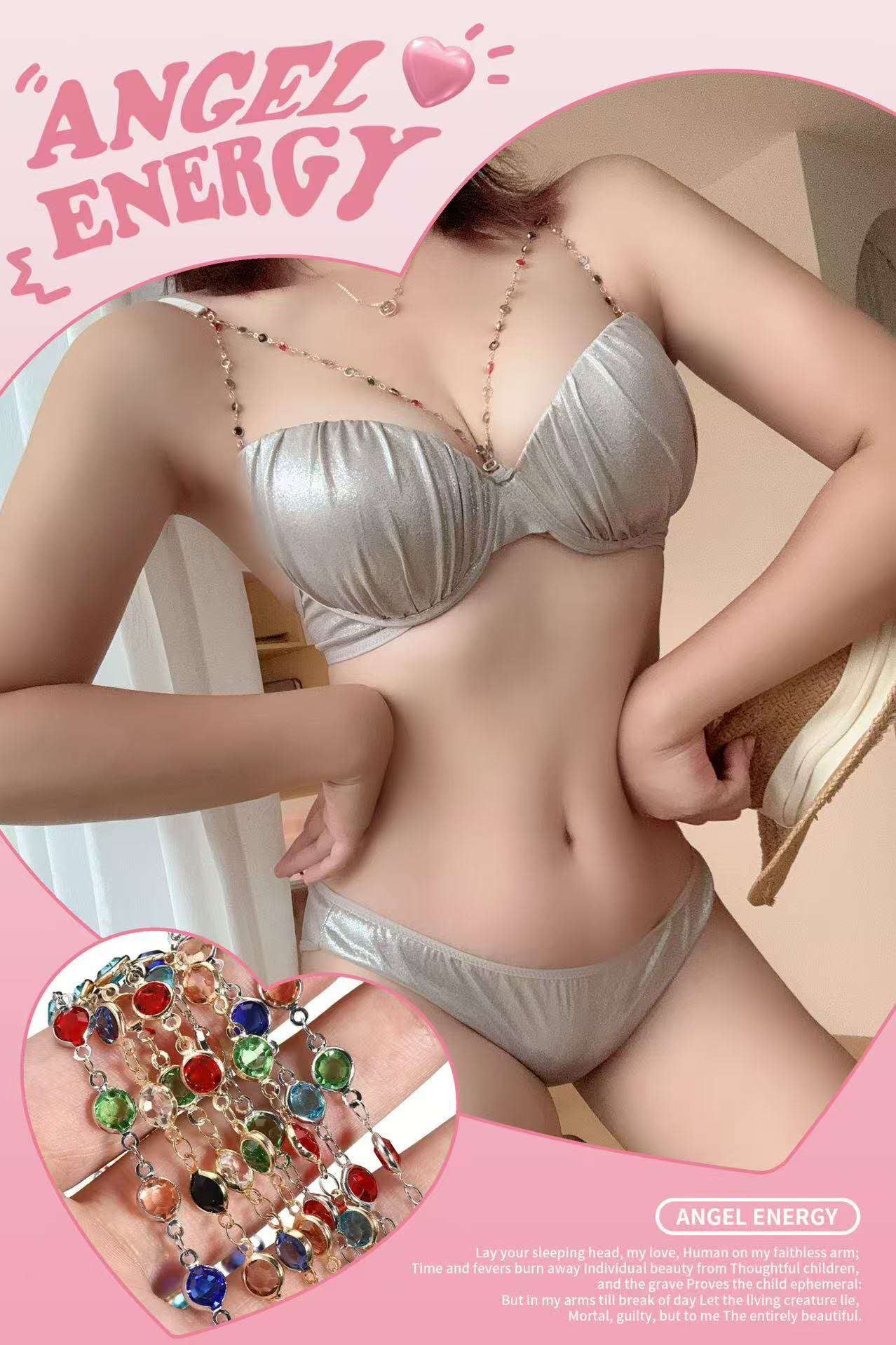 Fancy Beads Strap Bra set(Removable straps)