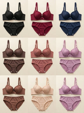 Satin Ruched Padded Bra & Panty Set | Smooth Daily Lift