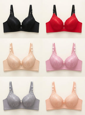 Floral Lace Printed Padded Bra | Adjustable Straps & Support
