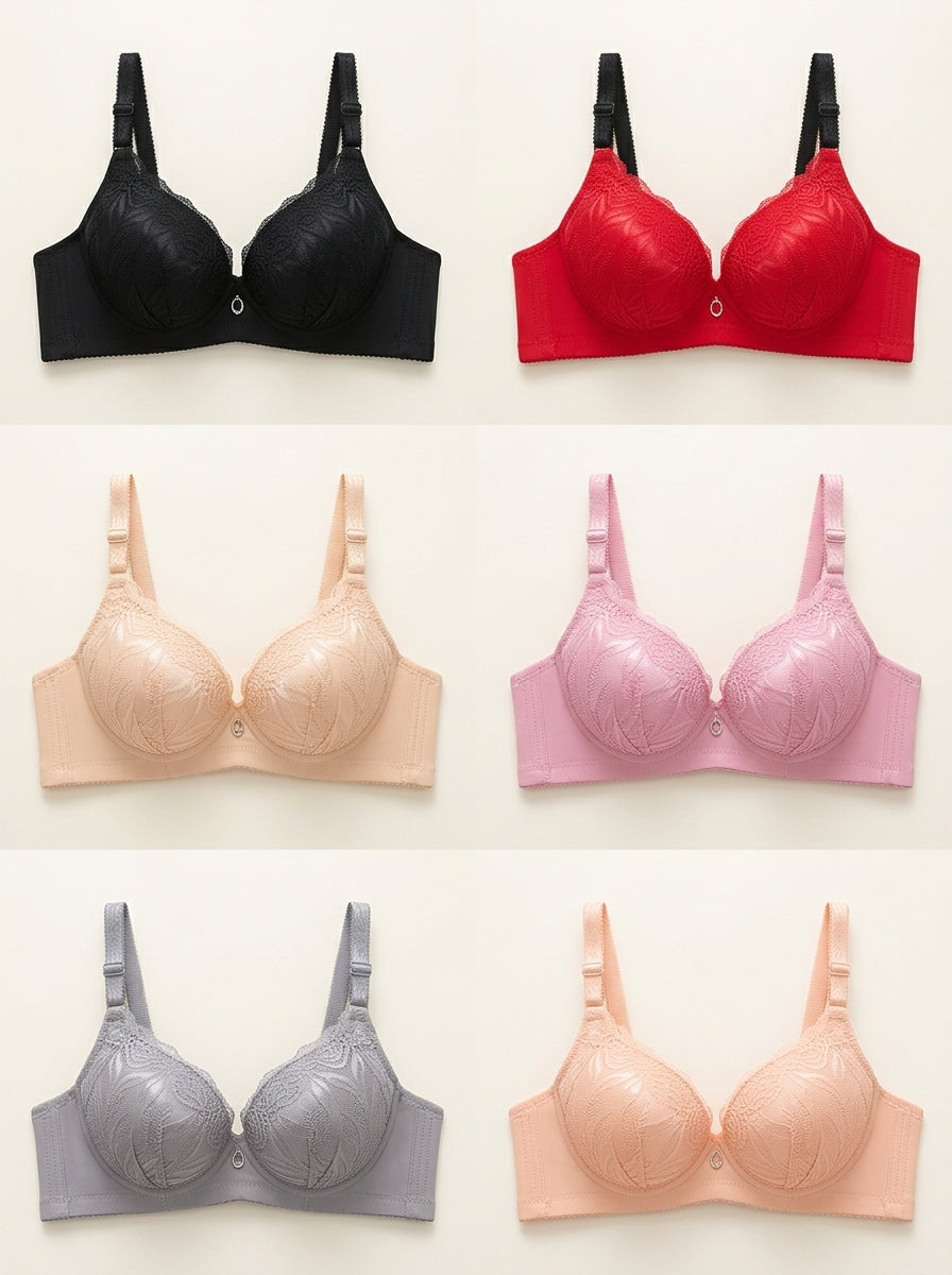 Floral Lace Printed Padded Bra | Adjustable Straps & Support