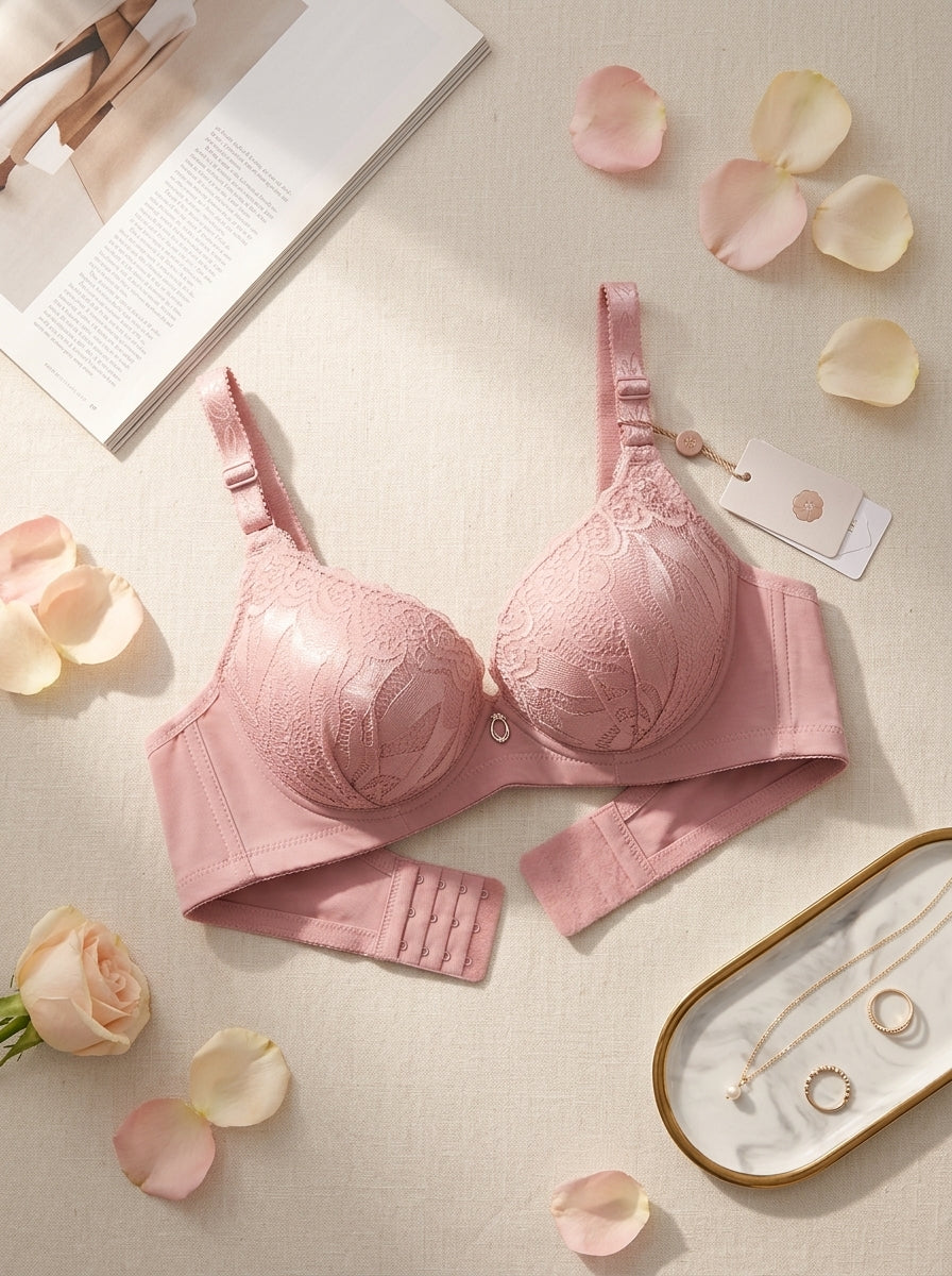 Floral Lace Printed Padded Bra | Adjustable Straps & Support