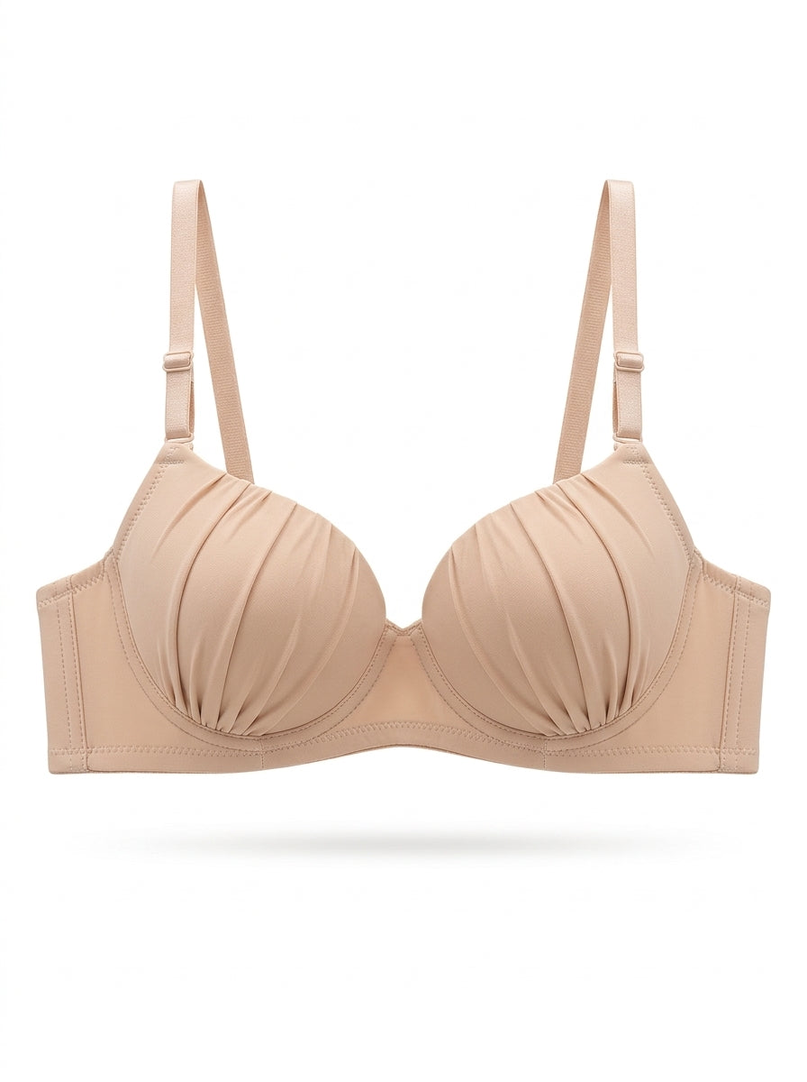 Satin Ruched Padded Bra & Panty Set | Smooth Daily Lift