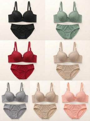 Floral Lace Scallop Edge Bra & Panty Set | Romantic Lingerie Set