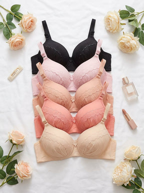 Lace Trim Padded Push-Up Bra | Elegant Everyday Bra