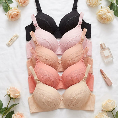 Lace Trim Padded Push-Up Bra | Elegant Everyday Bra