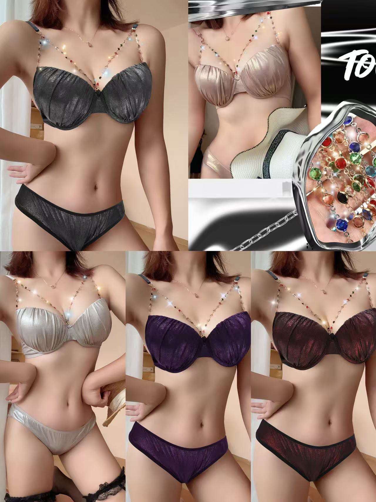 Fancy Beads Strap Bra set(Removable straps)