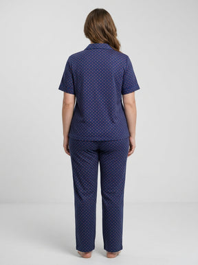 Navy Printed Night Suit for Women | 2PC Pajama Set