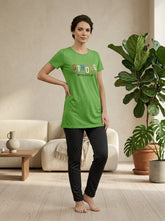 Women’s Green Motivational Nightwear Set | Longline T-Shirt & Charcoal Pants (2 Piece)