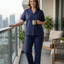 Navy Printed Night Suit for Women | 2PC Pajama Set