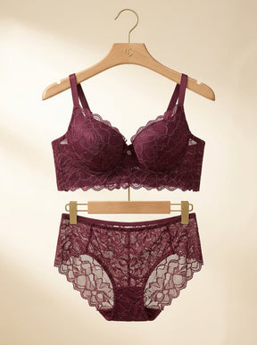 Floral Lace Bra & Panty Set | Matching Lingerie Set