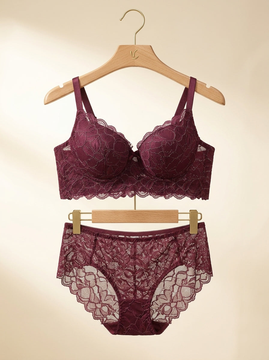 Floral Lace Bra & Panty Set | Matching Lingerie Set