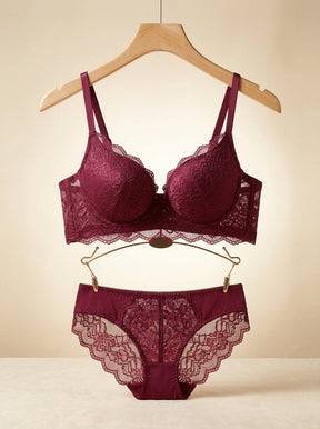 Lace Bow Padded Bra & Panty Set | Push-Up Lingerie