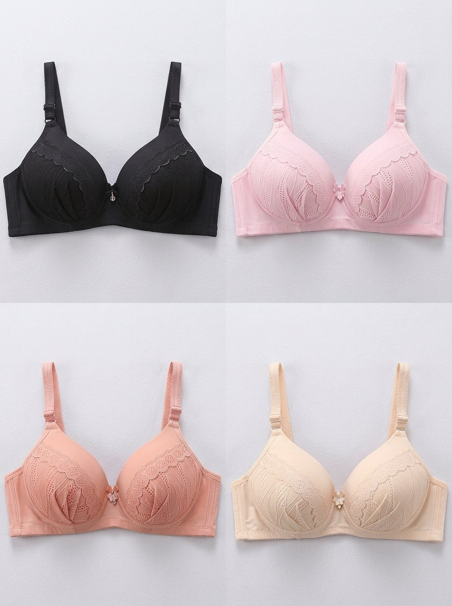 Lace Trim Padded Push-Up Bra | Elegant Everyday Bra