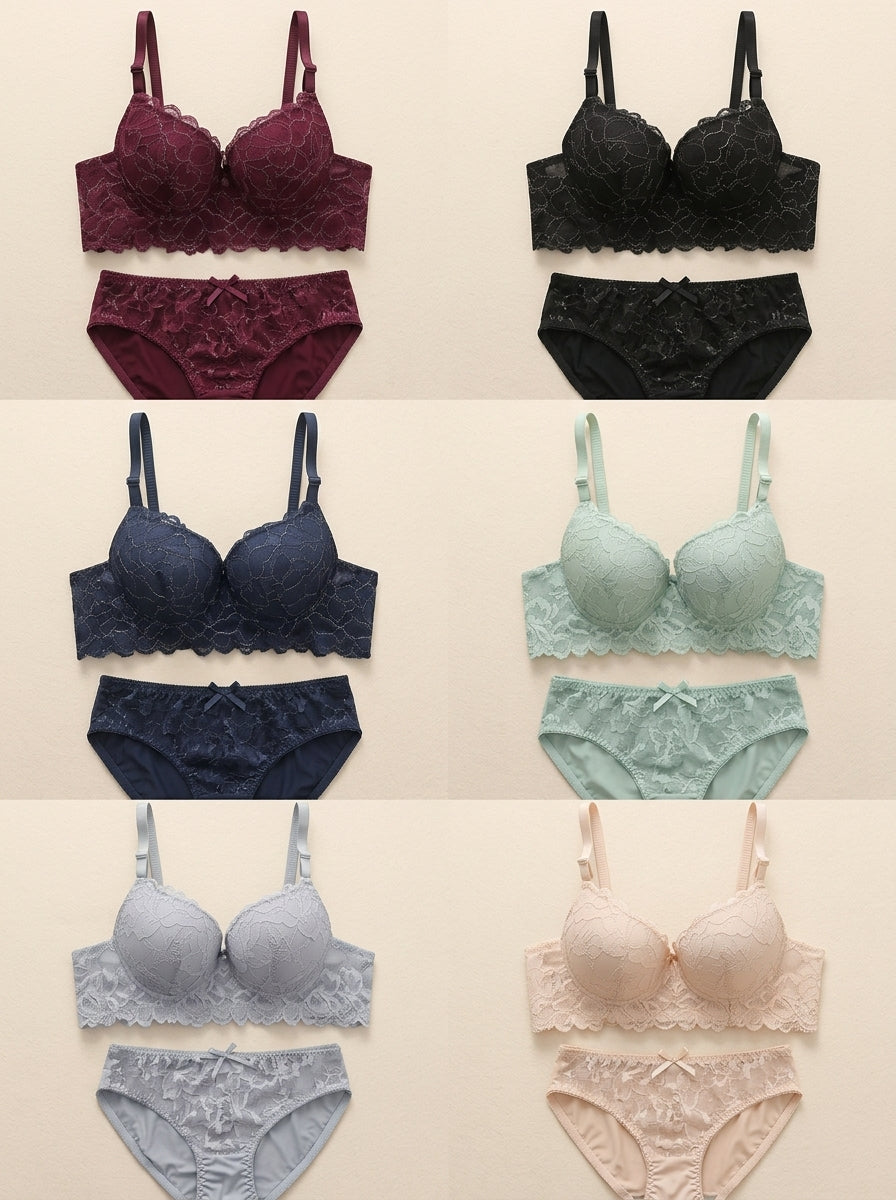 Floral Lace Bra & Panty Set | Matching Lingerie Set