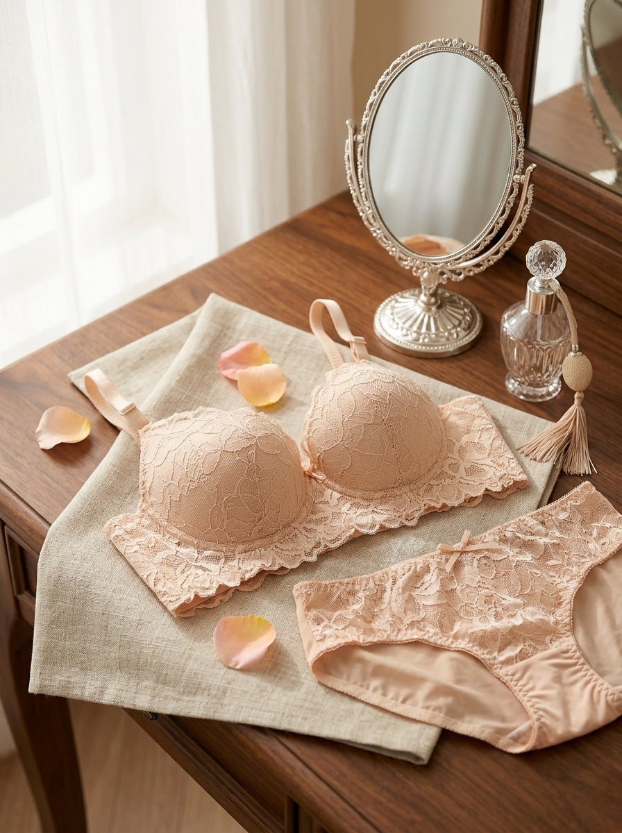 Floral Lace Bra & Panty Set | Matching Lingerie Set