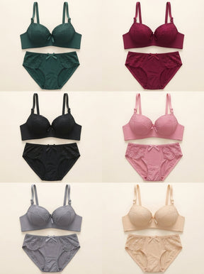 Shell Lace Padded Bra & Panty Set | Elegant Lingerie Set
