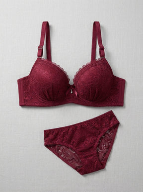 Floral Lace Scallop Edge Bra & Panty Set | Romantic Lingerie Set