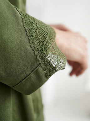 3-Piece Satin Lace Pajama Set | Olive Green Cami, Pants & Robe