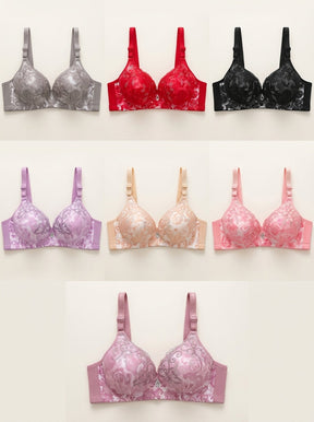 Floral Lace Print Padded Bra | Soft Support & Adjustable Straps