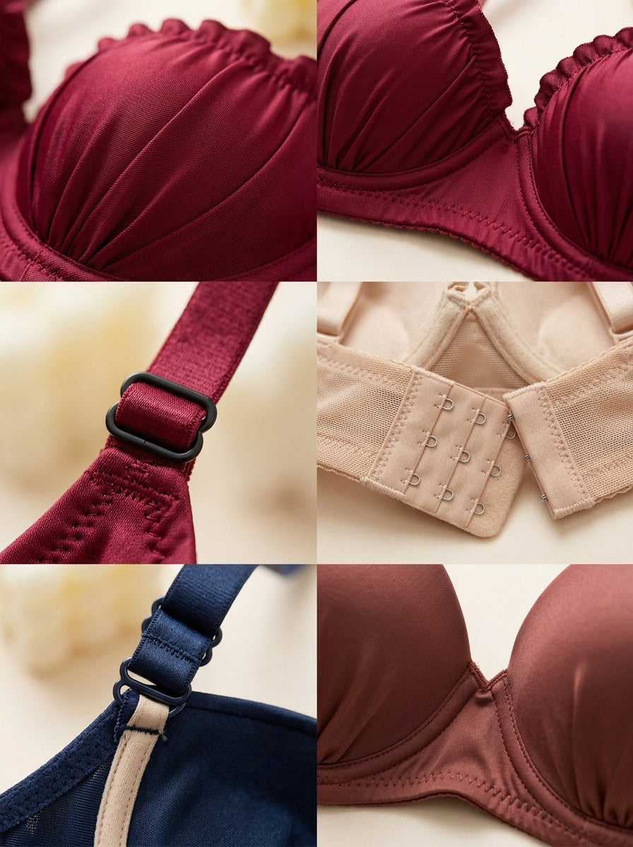Satin Ruched Padded Bra & Panty Set | Smooth Daily Lift