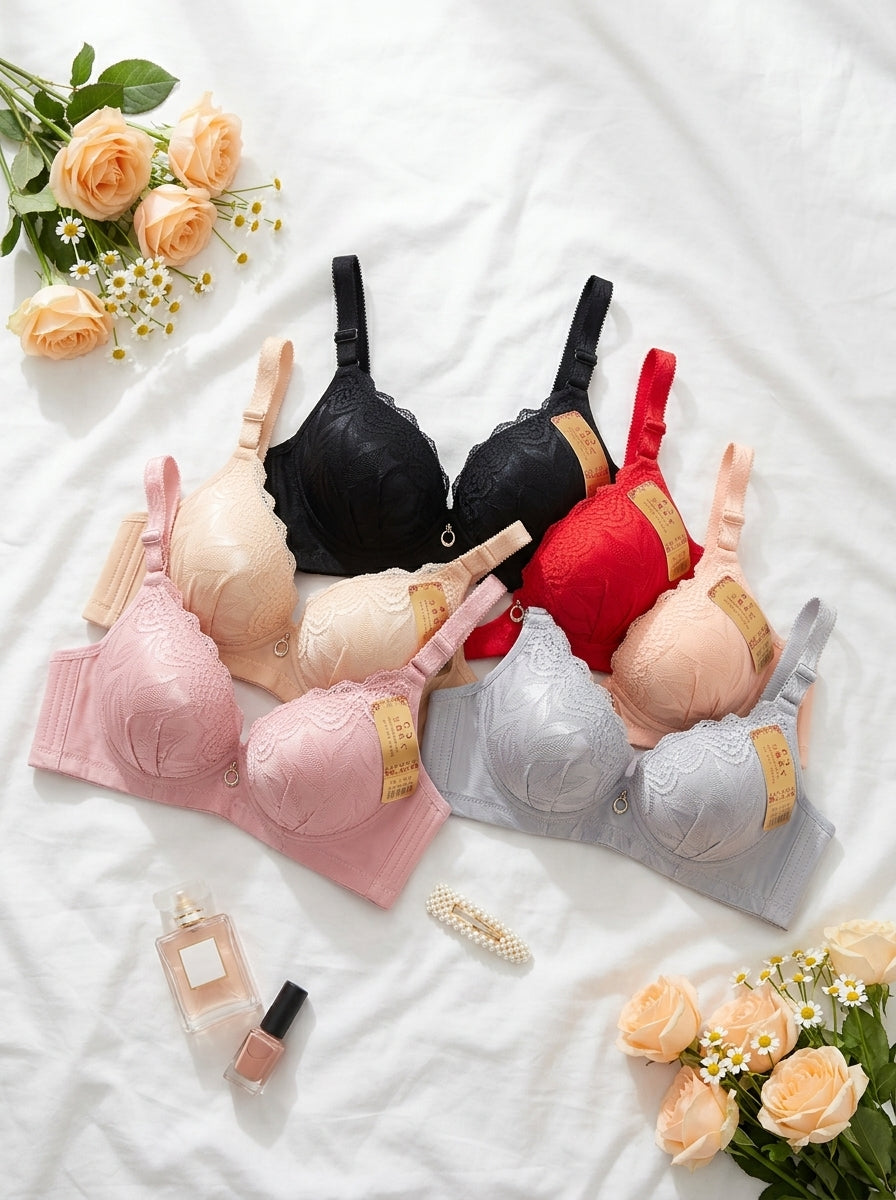 Floral Lace Printed Padded Bra | Adjustable Straps & Support